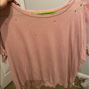 Distressed pink top